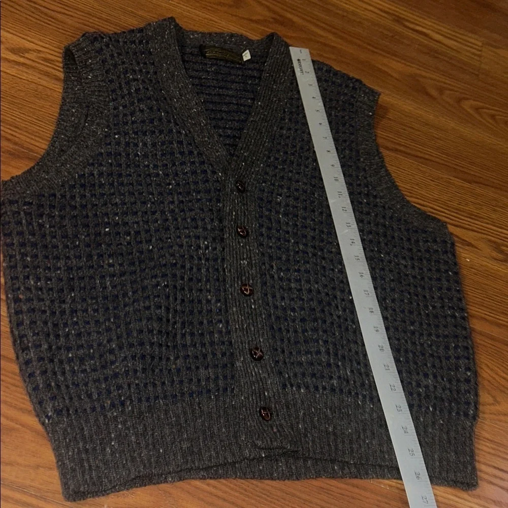Vintage 90s Eddie Bauer Made In‎ USA 100% Wool 5 Button Grandpa Box Pattern Vest